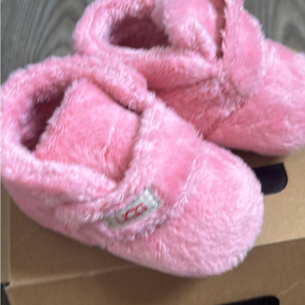 UGG Pink Plush Baby Slippers